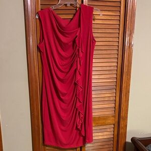 Elegant Red Draped Midi Dress